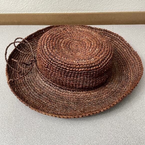 Corroboree Straw Hat Brown Tie Braided Bow Australian Packable One Size - Picture 5 of 8